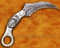 Custom Handmade Damascus Steel Outdoor Hawkbill Knife - Scrimshaw Bone Handle - CK722