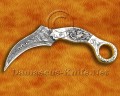 Custom Handmade Damascus Steel Outdoor Hawkbill Knife - Scrimshaw Bone Handle - CK722