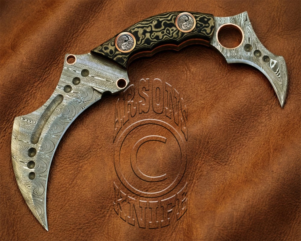 Handmade Damascus Steel Outdoor Hawkbill Knife - G10 Handle - CK723 Handmade Damascus Steel Outdoor Hawkbill Knife - G10 Handle - CK723