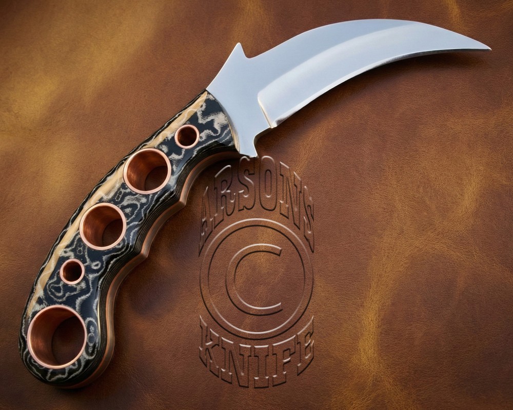 Handmade D2 Steel Outdoor Hawkbill Knife - G10 Handle - CK725