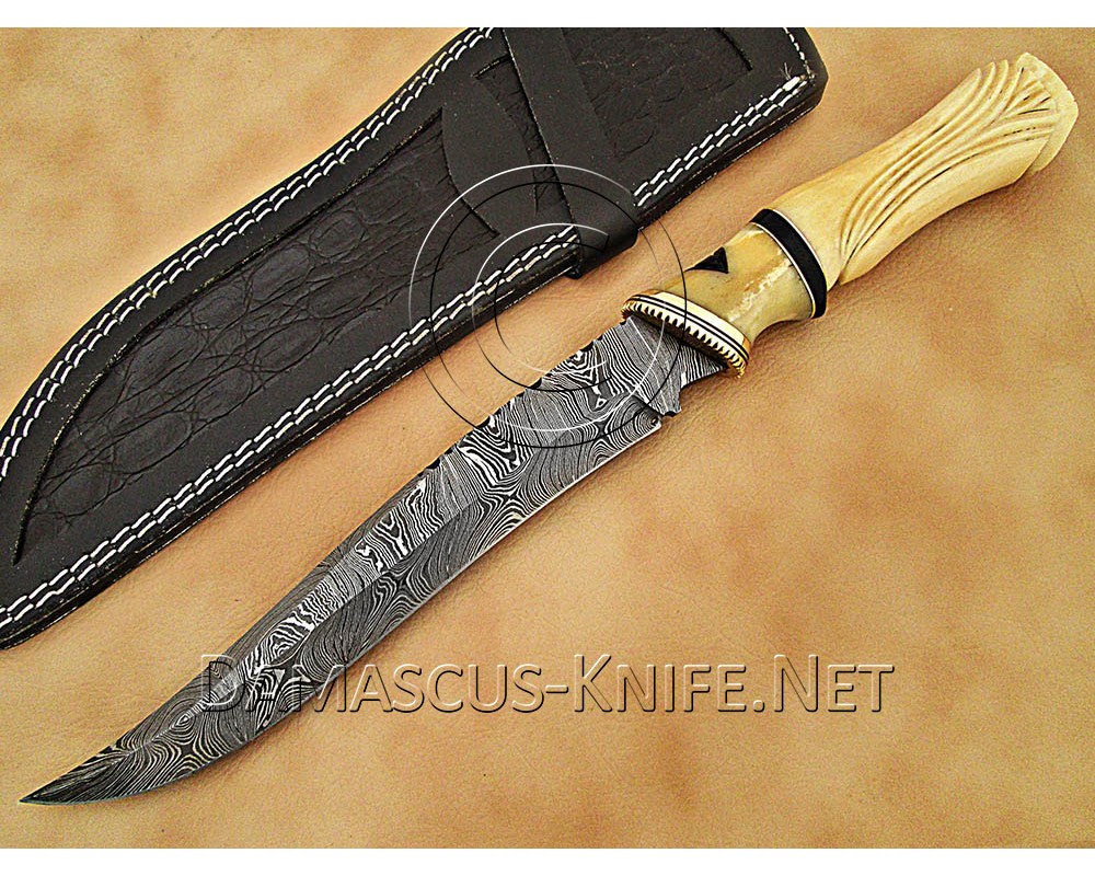Custom Handmade Damascus Steel Outdoor Camp Knife - Bone Handle - CK883 Custom Handmade Damascus Steel Outdoor Camp Knife - Bone Handle - CK883