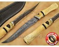 Custom Handmade Damascus Steel Outdoor Camp Knife - Bone Handle - CK883