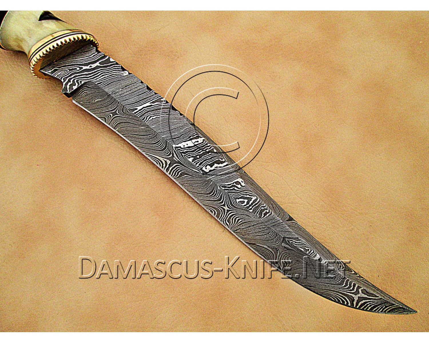 Handmade Damascus Steel Outdoor Field-Utility Implement - Carved Bone - CK883 Handmade Damascus Steel Outdoor Field-Utility Implement - Carved Bone - CK883