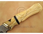Handmade Damascus Steel Outdoor Field-Utility Implement - Carved Bone - CK883 Handmade Damascus Steel Outdoor Field-Utility Implement - Carved Bone - CK883