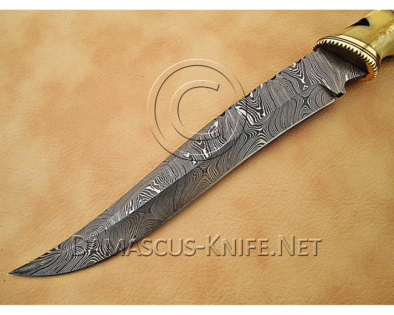 Handmade Damascus Steel Outdoor Field-Utility Implement - Carved Bone - CK883 Handmade Damascus Steel Outdoor Field-Utility Implement - Carved Bone - CK883