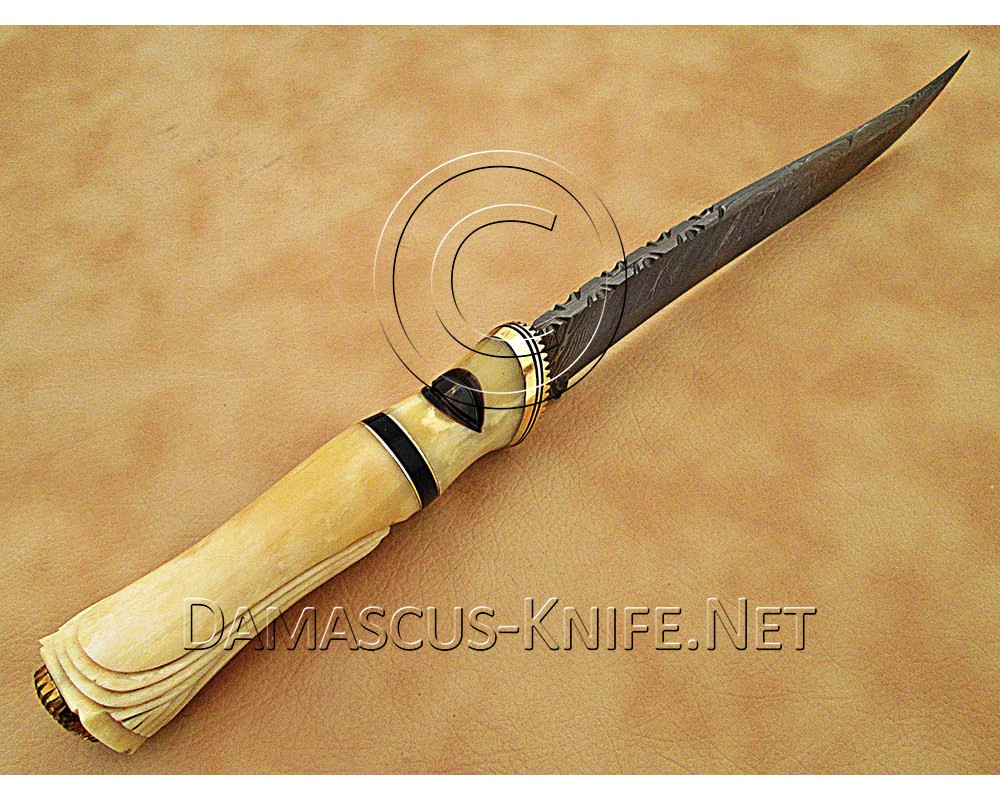 Custom Handmade Damascus Steel Outdoor Camp Knife - Bone Handle - CK883 Custom Handmade Damascus Steel Outdoor Camp Knife - Bone Handle - CK883