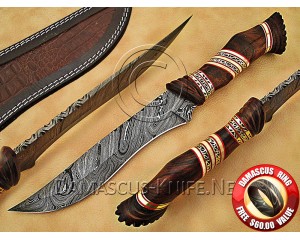 Custom Handmade Damascus Steel Outdoor Bowie Knife - Rosewood Handle - CK884