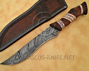Custom Handmade Damascus Steel Outdoor Bowie Knife - Rosewood Handle - CK884