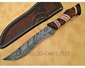 Custom Handmade Damascus Steel Outdoor Bowie Knife - Rosewood Handle - CK884