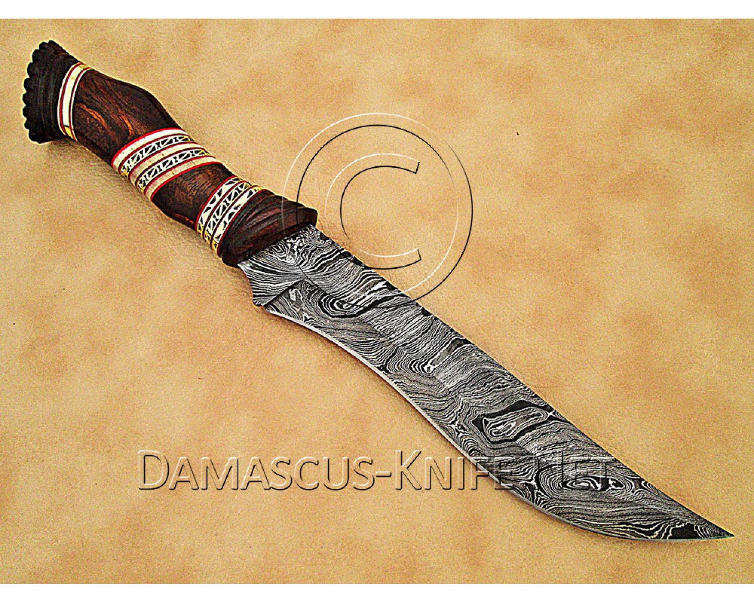 Custom Handmade Damascus Steel Outdoor Bowie Knife - Rosewood Handle - CK884 Custom Handmade Damascus Steel Outdoor Bowie Knife - Rosewood Handle - CK884