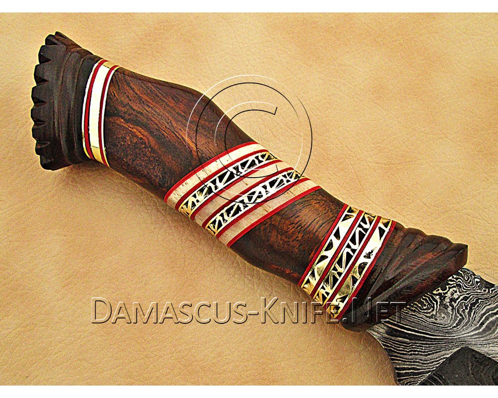 Custom Handmade Damascus Steel Outdoor Bowie Knife - Rosewood Handle - CK884