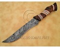 Custom Handmade Damascus Steel Outdoor Bowie Knife - Rosewood Handle - CK884