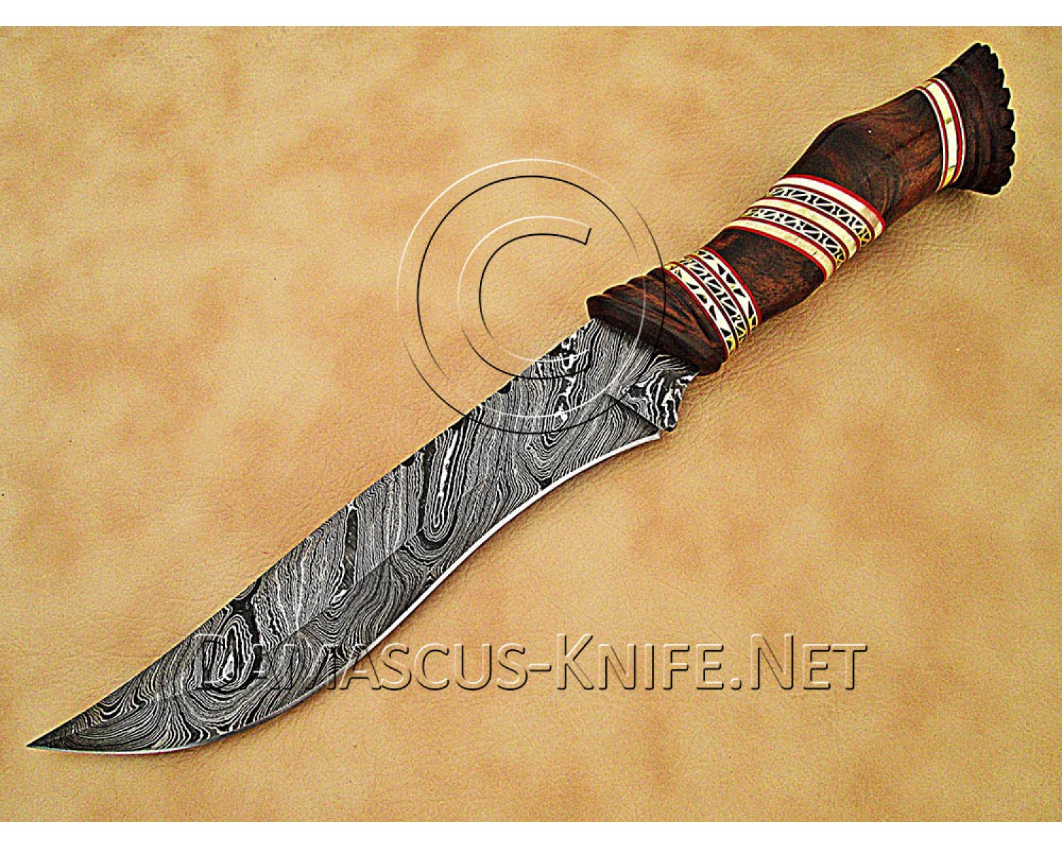 Custom Handmade Damascus Steel Outdoor Bowie Knife - Rosewood Handle - CK884 Custom Handmade Damascus Steel Outdoor Bowie Knife - Rosewood Handle - CK884