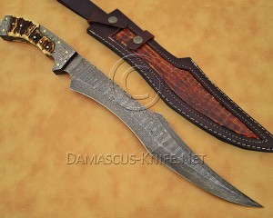Custom Handmade Damascus Steel Outdoor Bowie Knife - Stag Handle - CK885