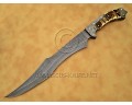 Custom Handmade Damascus Steel Outdoor Bowie Knife - Stag Handle - CK885 Custom Handmade Damascus Steel Outdoor Bowie Knife - Stag Handle - CK885