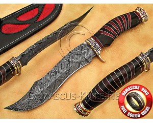 Custom Handmade Damascus Steel Outdoor Bowie Knife - Horn Handle - CK887