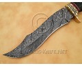 Handmade Damascus Steel Outdoor Implement - Horn & Brass File-work - CK887
