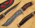 Handmade Damascus Steel Outdoor Implement - Horn & Brass File-work - CK887