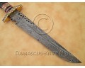 Handmade Damascus Steel Extra-Large Outdoor Implement - Horn & Brass File-work - CK888