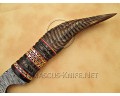 Custom Handmade Damascus Steel Utility Hook Bowie Knife - Ram Horn Handle - CK889