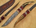 Handmade Damascus Steel Outdoor Implement - Ram Horn & Red Pakka Wood - CK891