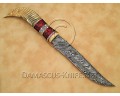 Handmade Damascus Steel Outdoor Implement - Ram Horn & Red Pakka Wood - CK891