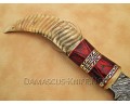 Handmade Damascus Steel Outdoor Implement - Ram Horn & Red Pakka Wood - CK891