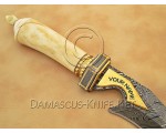 Handmade Damascus Steel Extra-Large Curved Field-Utility Implement - Carved Bone & Brass File-work - CK899 Handmade Damascus Steel Extra-Large Curved Field-Utility Implement - Carved Bone & Brass File-work - CK899