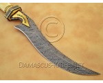 Handmade Damascus Steel Extra-Large Curved Field-Utility Implement - Carved Bone & Brass File-work - CK899 Handmade Damascus Steel Extra-Large Curved Field-Utility Implement - Carved Bone & Brass File-work - CK899