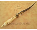 Handmade Damascus Steel Extra-Large Curved Field-Utility Implement - Carved Bone & Brass File-work - CK899 Handmade Damascus Steel Extra-Large Curved Field-Utility Implement - Carved Bone & Brass File-work - CK899
