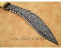 Hand-Forged Damascus Curved Field-Utility Implement - Natural Bone Handle - CK900 Hand-Forged Damascus Curved Field-Utility Implement - Natural Bone Handle - CK900
