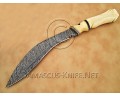 Hand-Forged Damascus Curved Field-Utility Implement - Natural Bone Handle - CK900 Hand-Forged Damascus Curved Field-Utility Implement - Natural Bone Handle - CK900