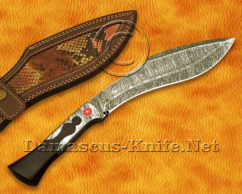 Custom Handmade Damascus Steel Outdoor Kukri Knife - Ironwood Handle - CK901