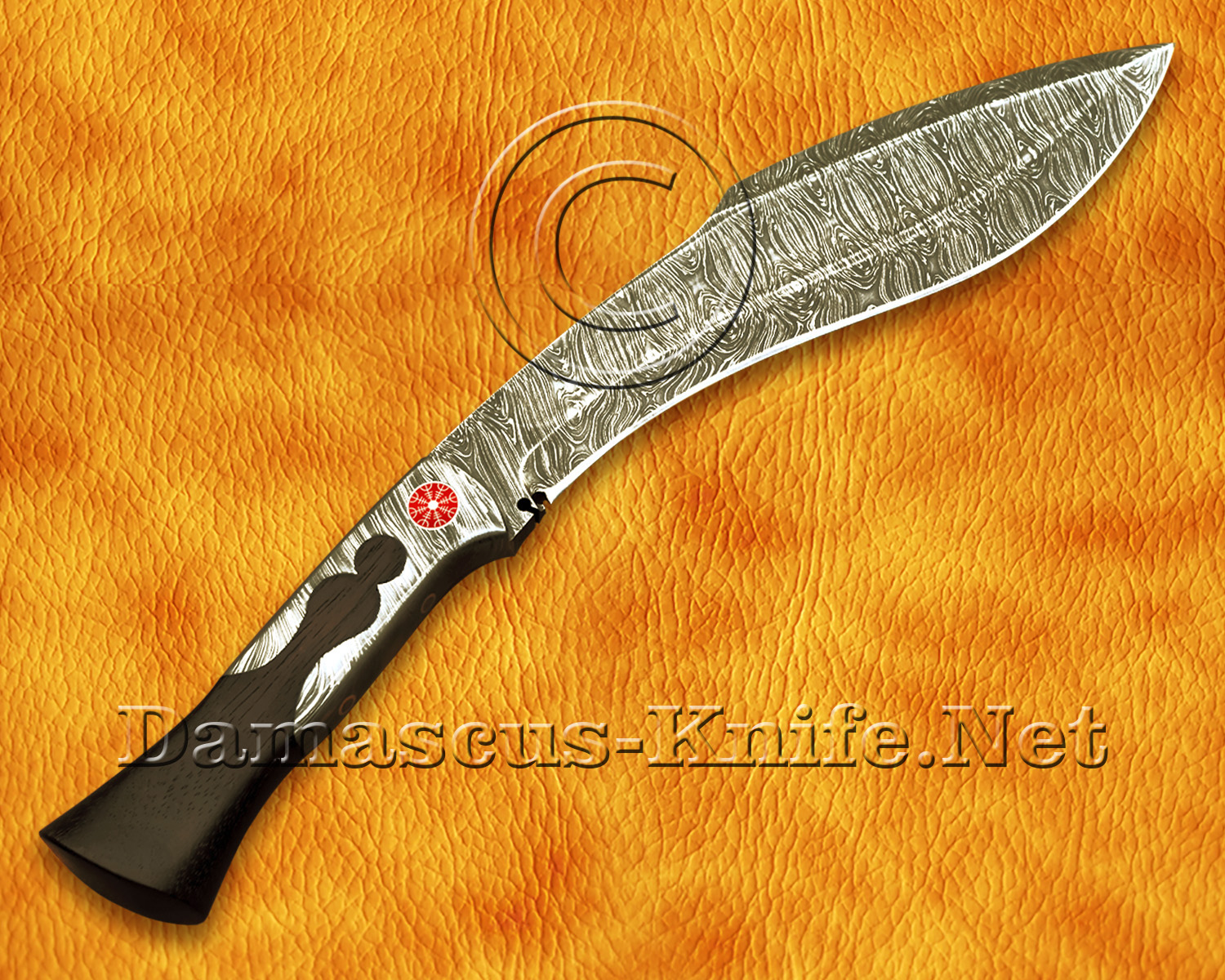 Handmade Full Integral Damascus Field-Utility Implement - Integral Bolster &amp; Mosaic Pins - CK901
