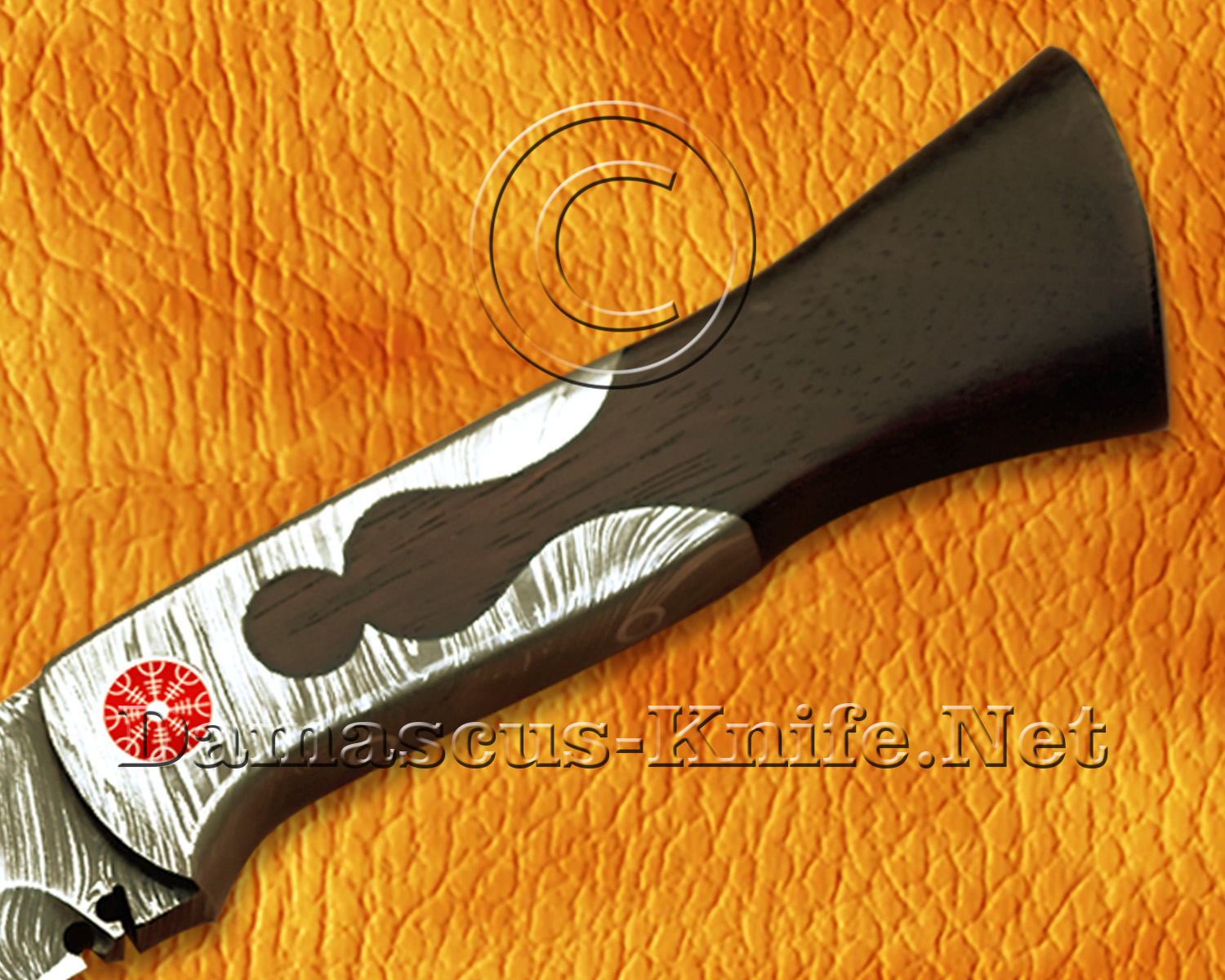 Handmade Full Integral Damascus Field-Utility Implement - Integral Bolster &amp; Mosaic Pins - CK901