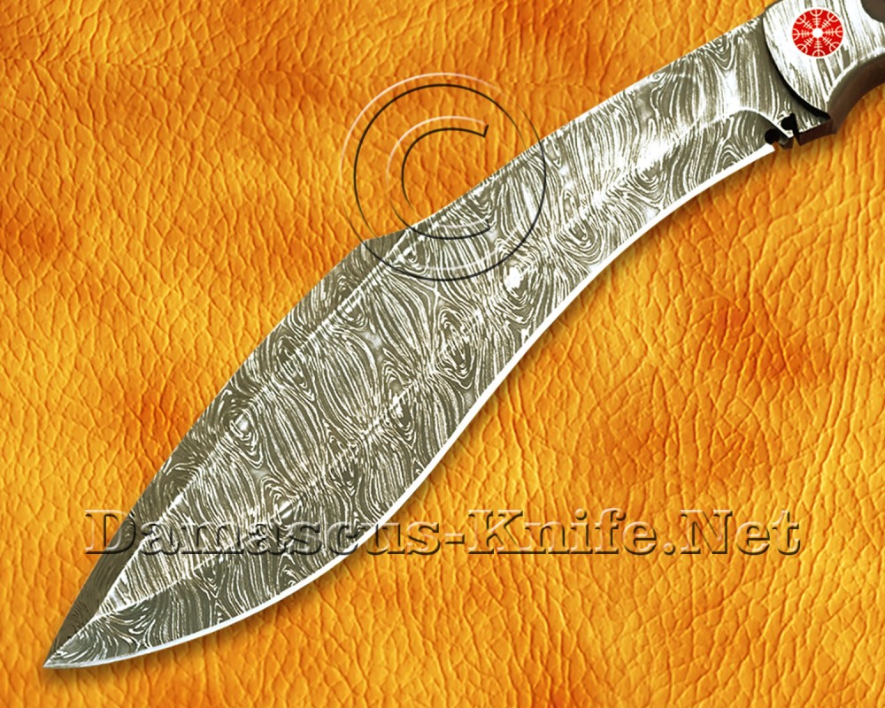 Custom Handmade Damascus Steel Outdoor Kukri Knife - Ironwood Handle - CK901