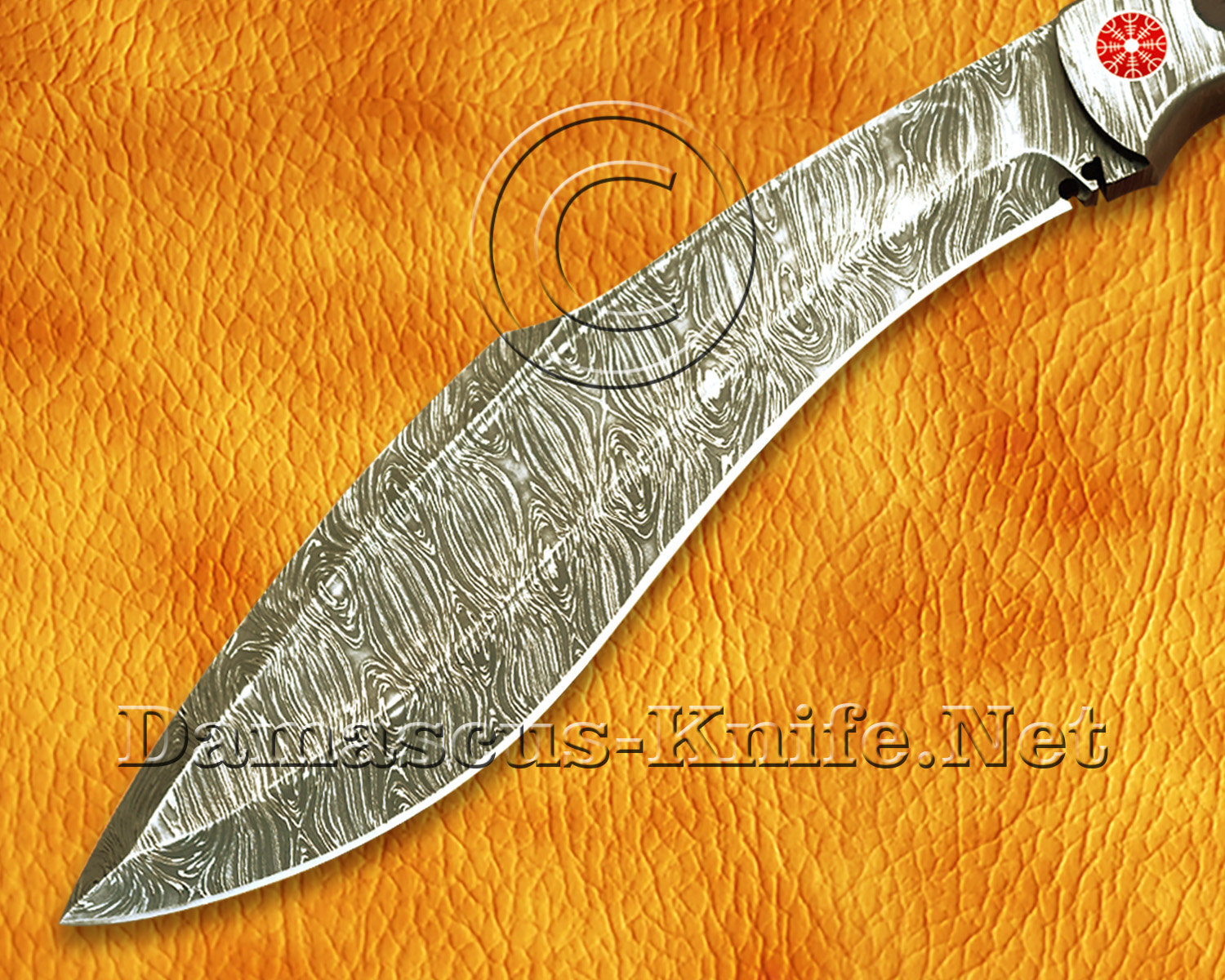 Handmade Full Integral Damascus Field-Utility Implement - Integral Bolster &amp; Mosaic Pins - CK901