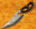 Handmade Sanmai Damascus Cobra Field-Utility Implement - Black G10 & Skull Mosaic - CK915