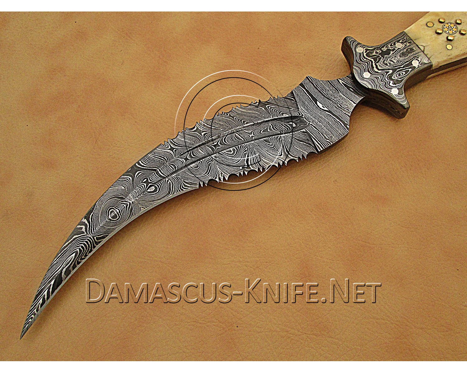 Custom Handmade Damascus Steel Dual Blade Haledi Knife - Bone Handle - CK952 Custom Handmade Damascus Steel Dual Blade Haledi Knife - Bone Handle - CK952