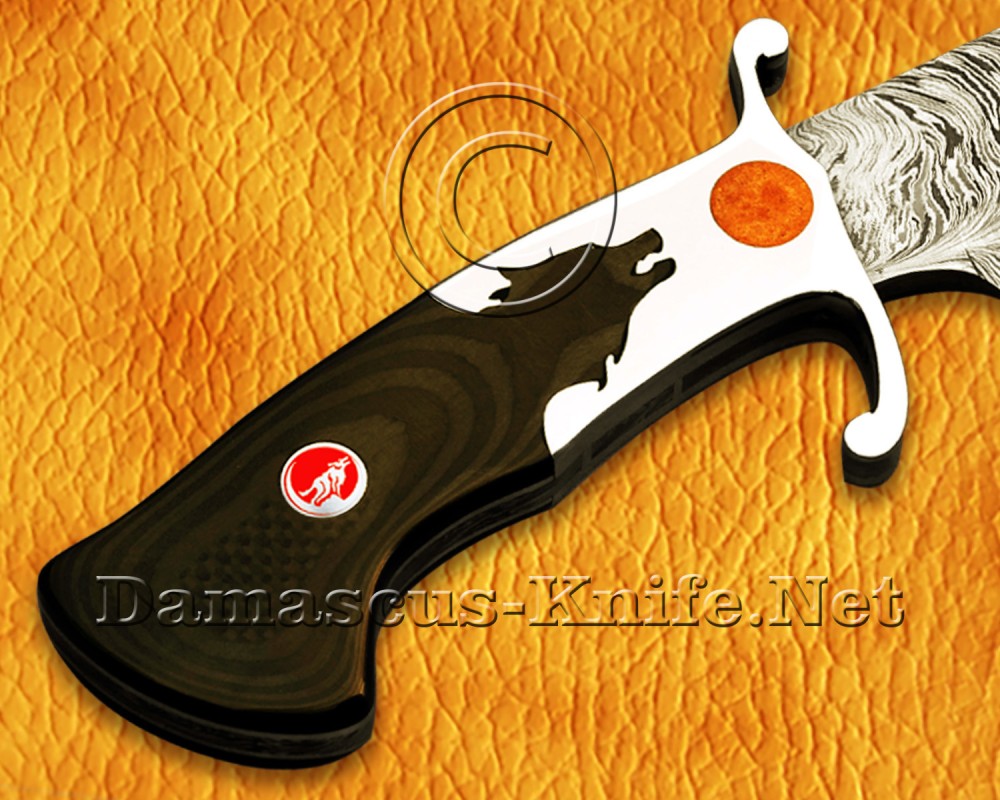 Custom Handmade Damascus Steel Outdoor Bowie Knife - Wolf Handle - CK964 Custom Handmade Damascus Steel Outdoor Bowie Knife - Wolf Handle - CK964