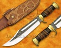 Custom Handmade VG-10 Steel Bowie Outback Knife - Micarta & Leather - CK970