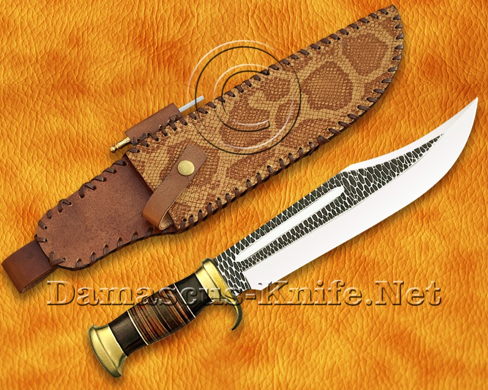 Custom Handmade VG-10 Steel Bowie Outback Knife - Micarta & Leather - CK970
