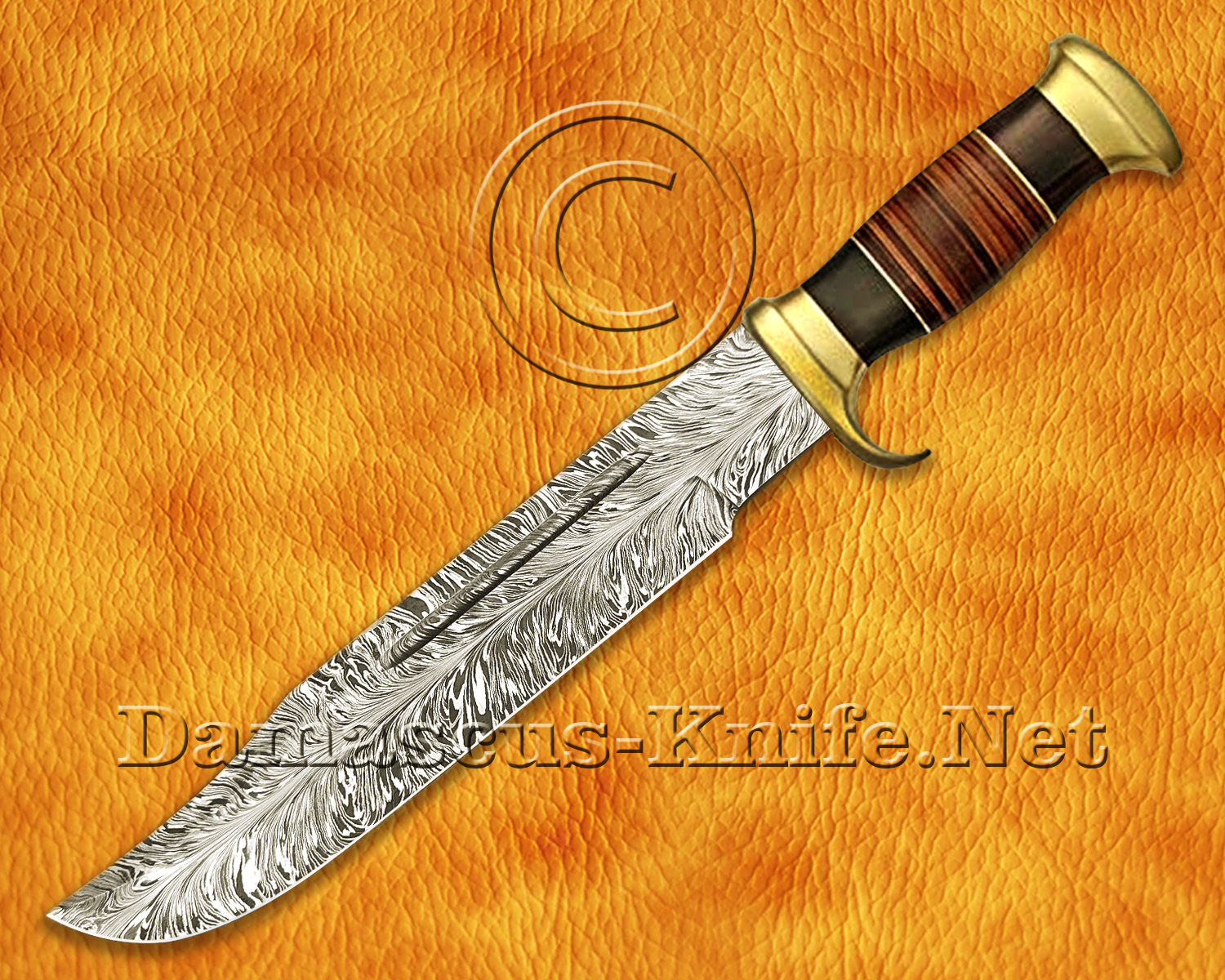Handmade Damascus Steel Extra-Large Curved Field-Utility Implement - Leather & G10 - CK975 Handmade Damascus Steel Extra-Large Curved Field-Utility Implement - Leather & G10 - CK975