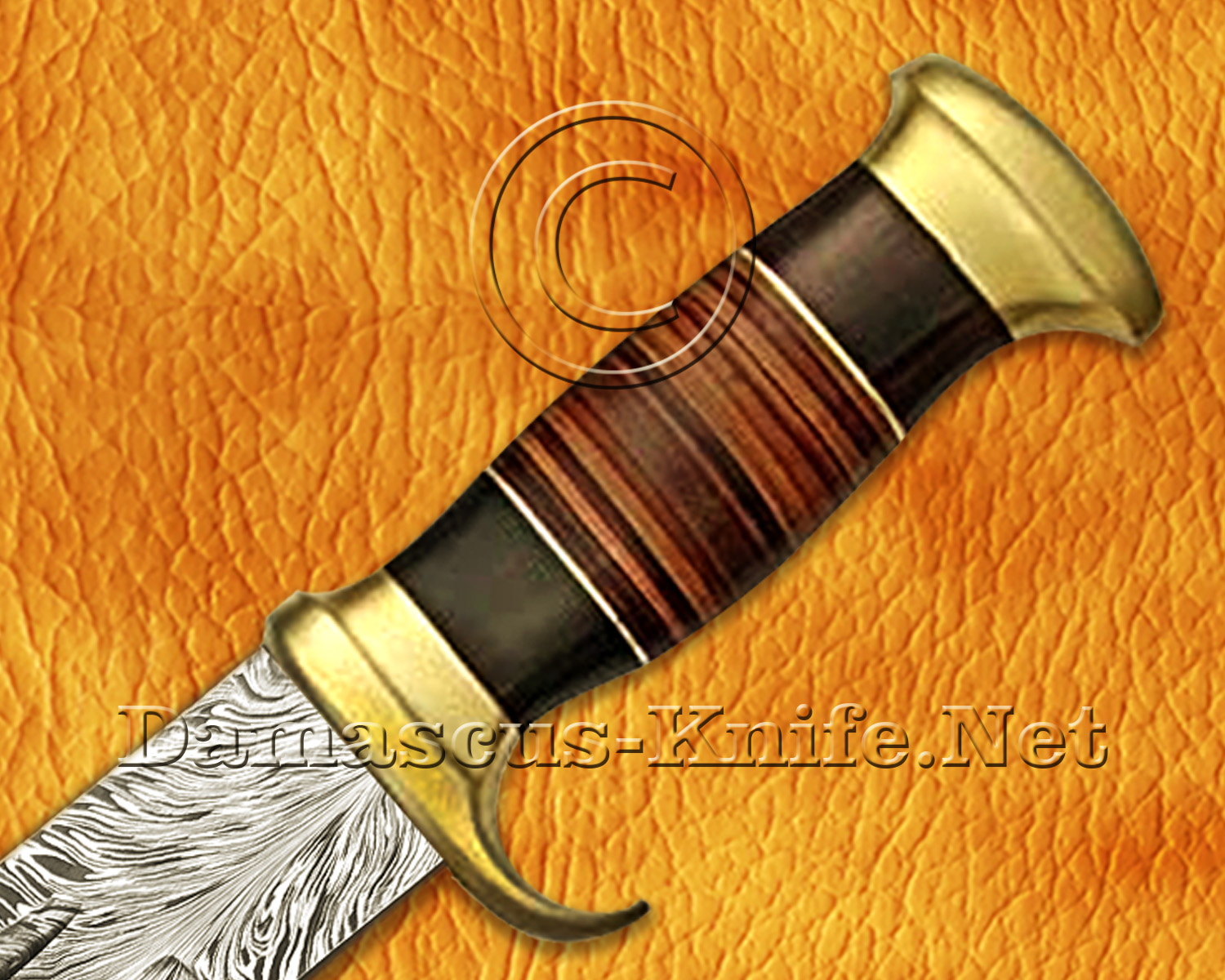 Handmade Damascus Steel Extra-Large Curved Field-Utility Implement - Leather & G10 - CK975 Handmade Damascus Steel Extra-Large Curved Field-Utility Implement - Leather & G10 - CK975