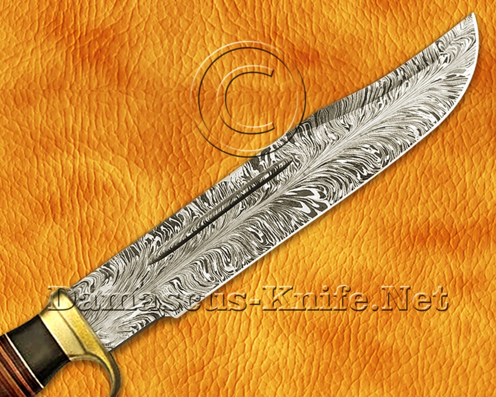 Custom Handmade Damascus Steel Outback Bowie Knife - Leather Handle - CK975