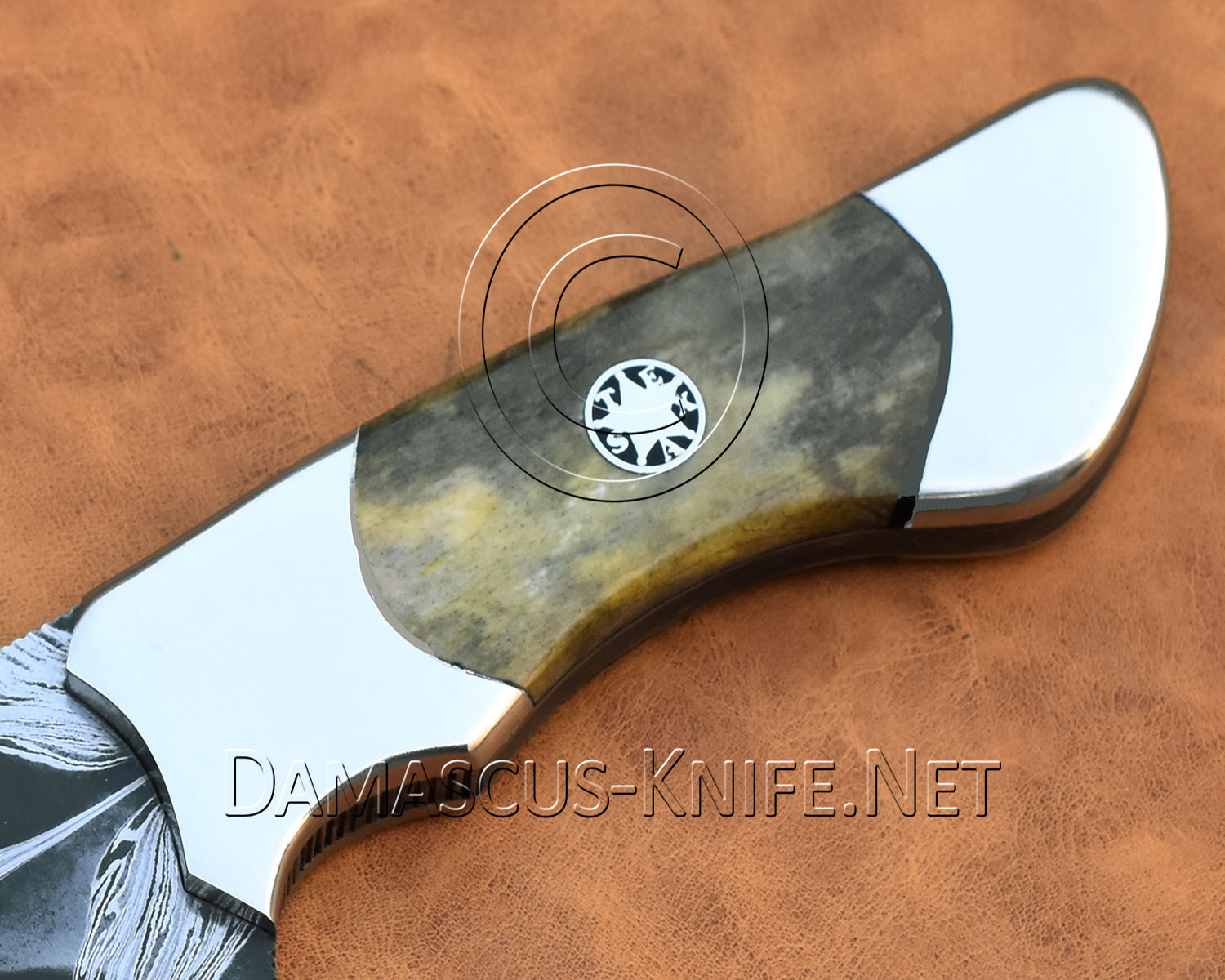 Handmade Damascus Mosaic Steel Camp Knife - Texas Mosaic Pin - CK998 Handmade Damascus Mosaic Steel Camp Knife - Texas Mosaic Pin - CK998