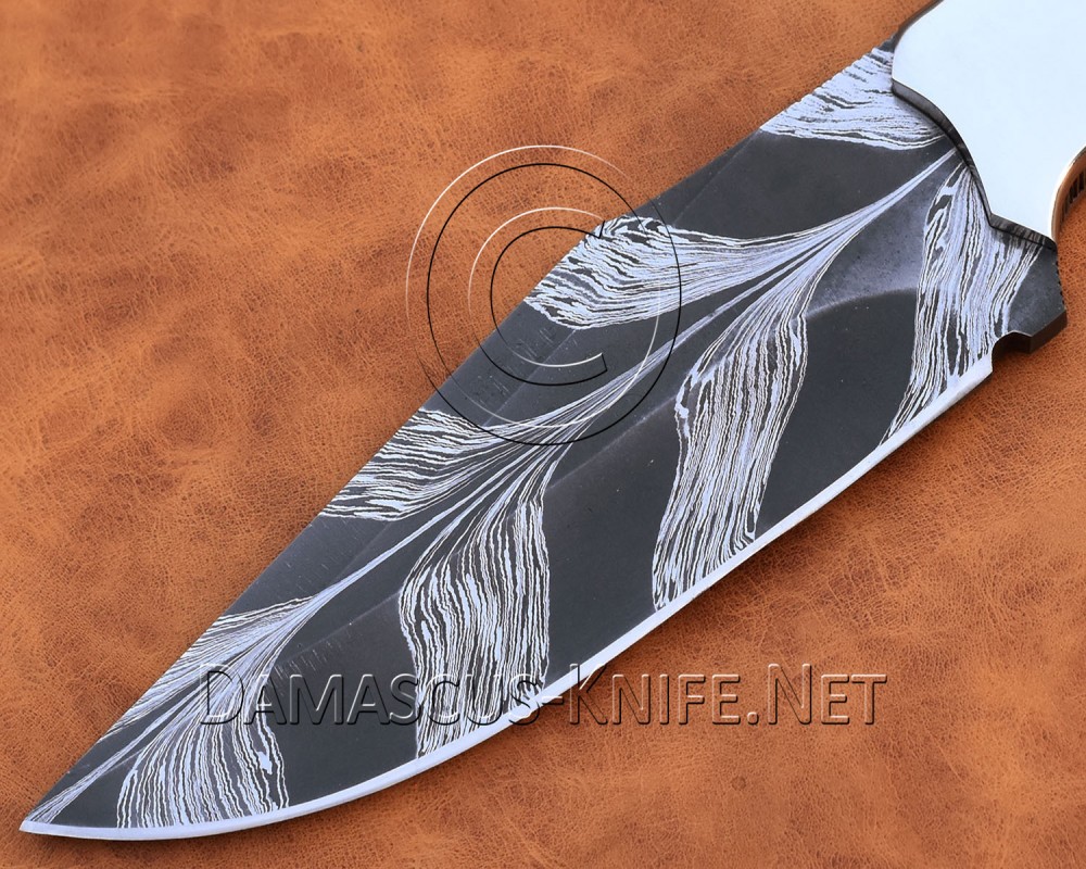 Custom Handmade Damascus Mosaic Steel Outdoor Camp Knife - Bone Handle - CK998