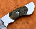 Handmade Damascus Steel Curved Field-Utility Implement - Dark Bone & Eagle Pins - CK999