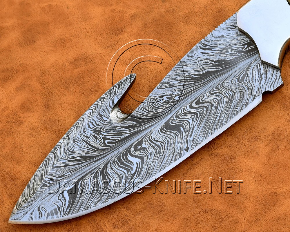 Custom Handmade Damascus Steel Utility Hook Camp Knife - Bone Handle - CK999 Custom Handmade Damascus Steel Utility Hook Camp Knife - Bone Handle - CK999