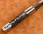 Handmade Damascus Steel Curved Field-Utility Implement - Dark Bone & Eagle Pins - CK999